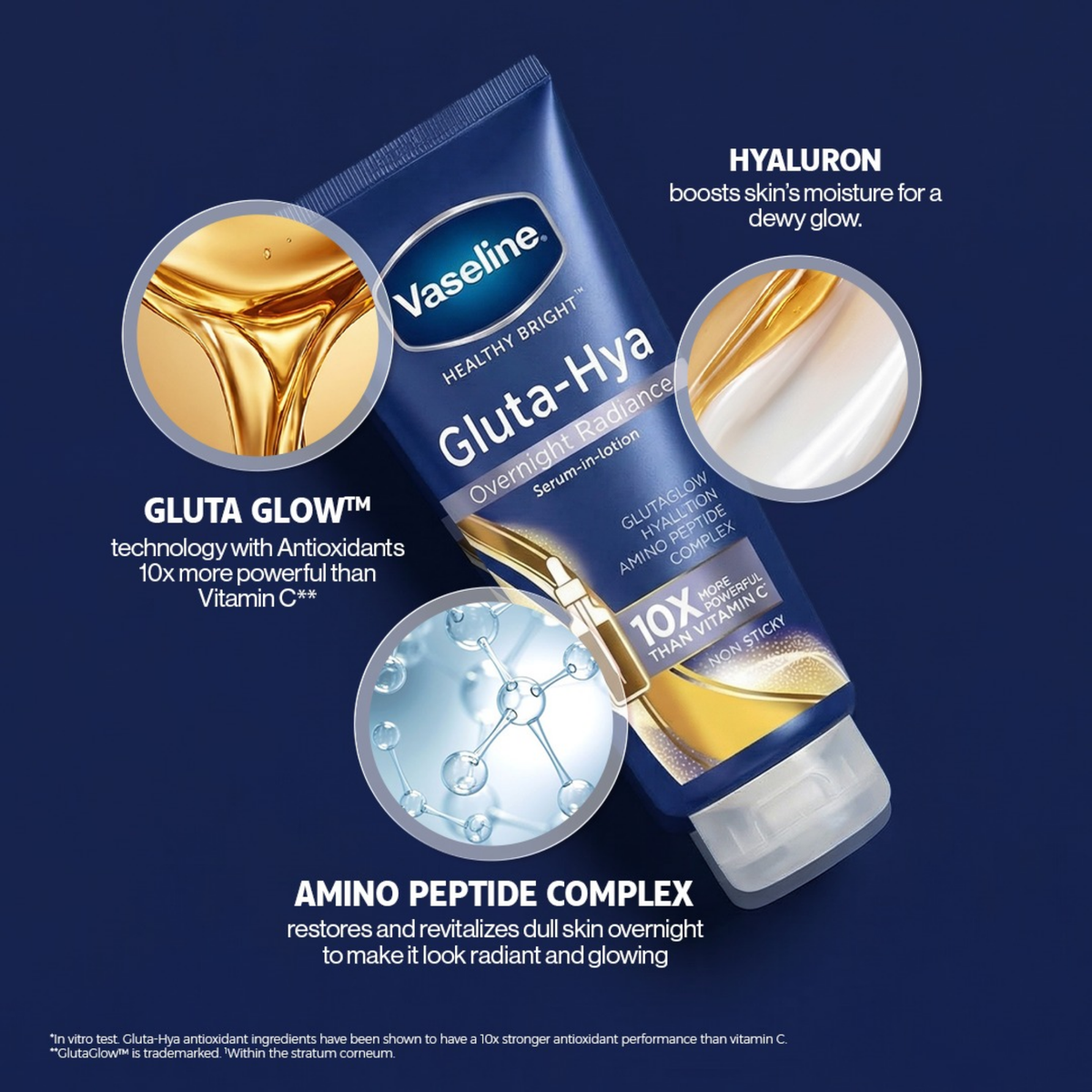 Vaseline Healthy Bright Gluta-Hya Over Night Radiance Repair Serum Burst Lotion