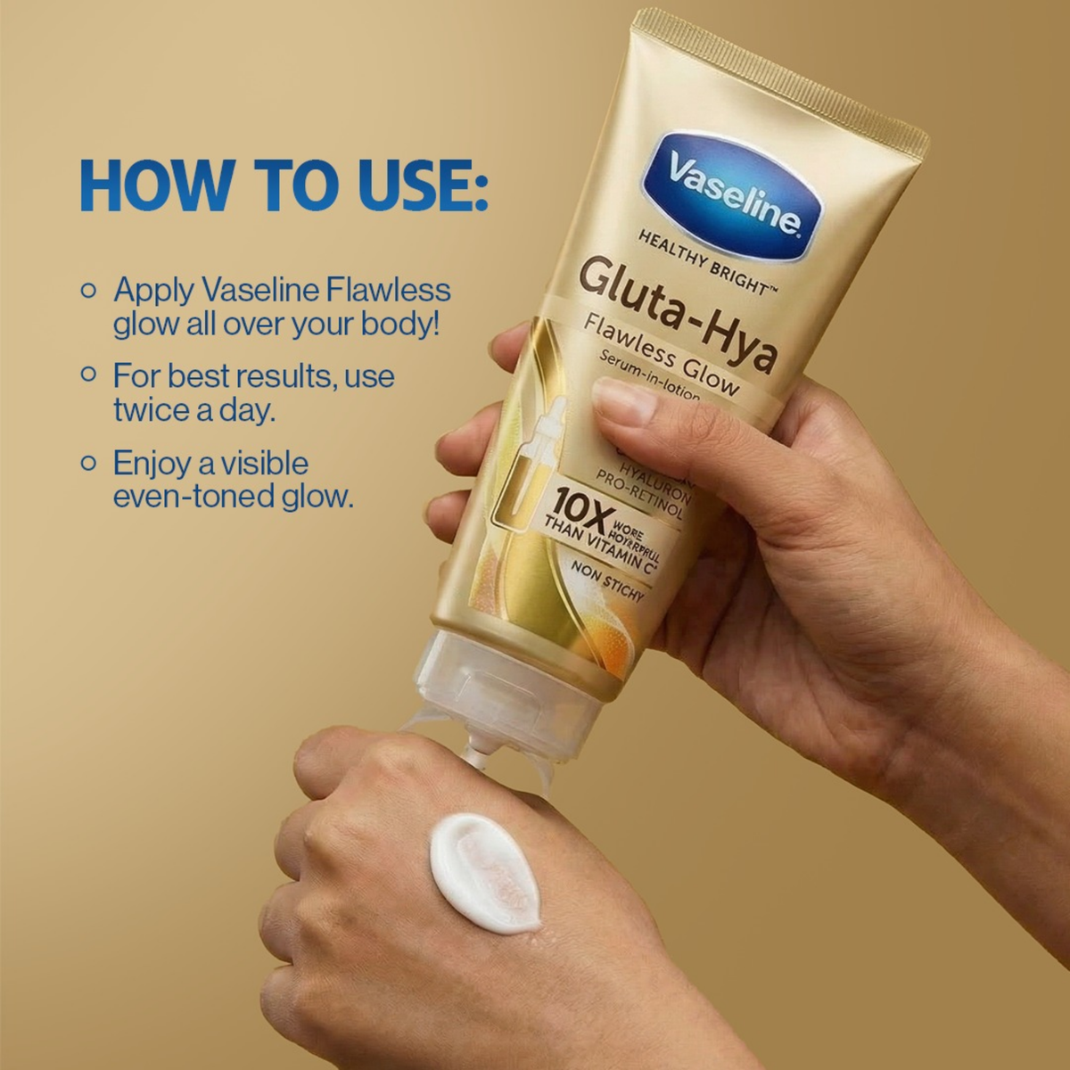 Vaseline Gluta Hya Flawless Glow Serum Burst Body Lotion