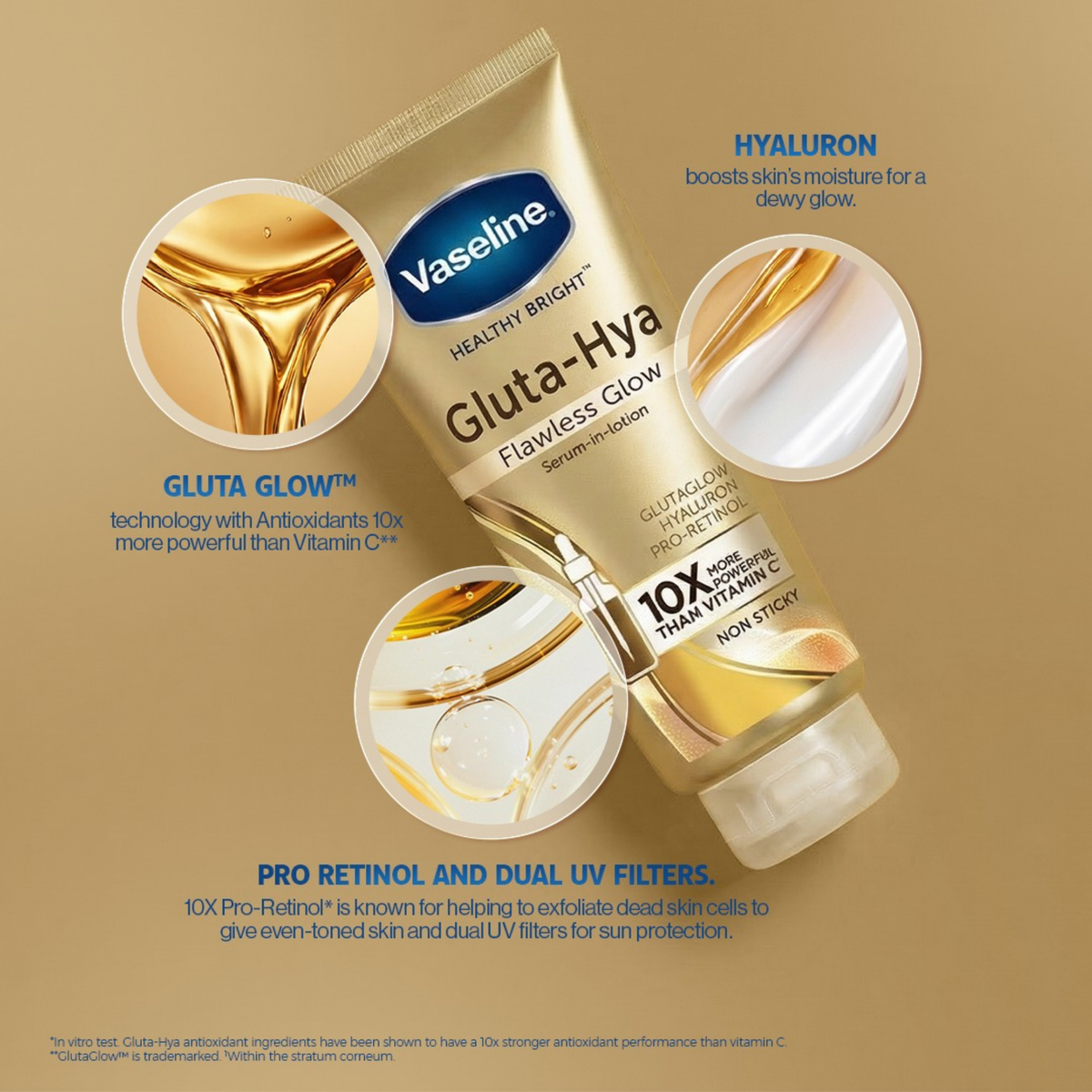 Vaseline Gluta Hya Flawless Glow Serum Burst Body Lotion