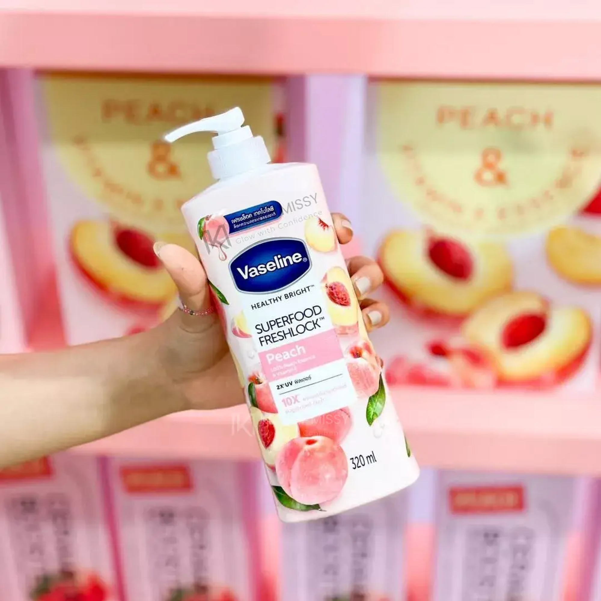 Vaseline Healthy Bright Super Food Fresh Lock Peach Body Lotion 320ml