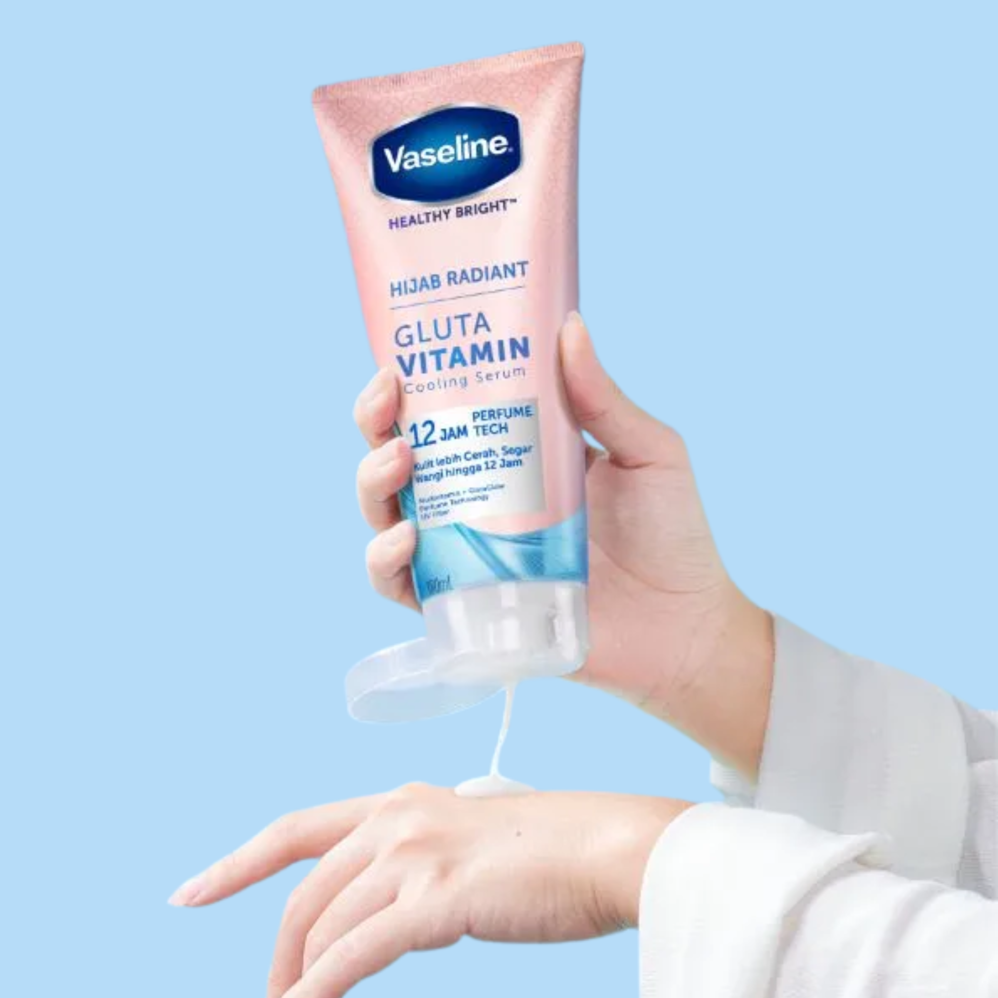 Vaseline Healthy Bright Hijab Radiant Gluta Vitamin Cooling Body Serum 180ml