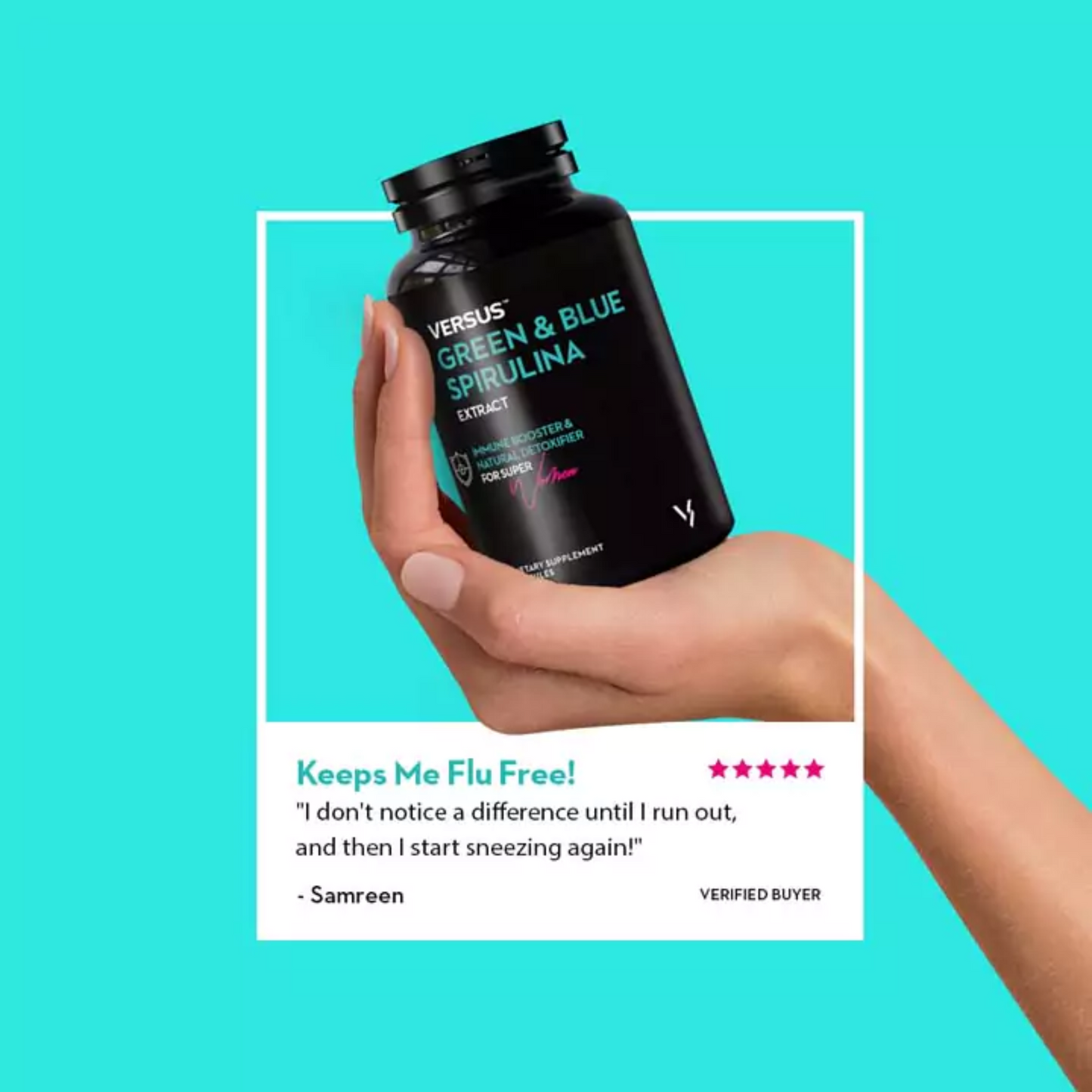 Versus Green & Blue Spirulina Extract Dietary Supplement 90 Capsules