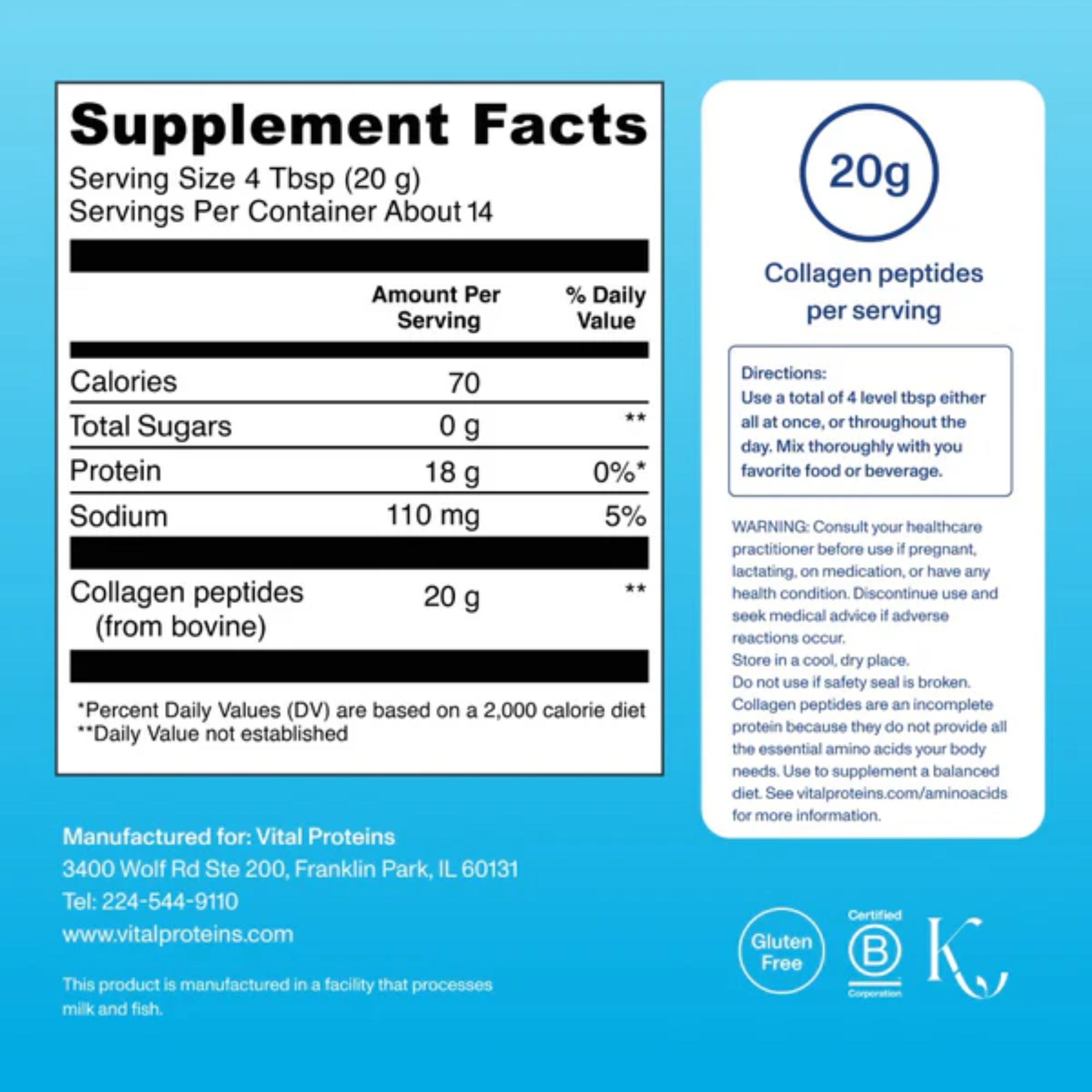 Vital Proteins Collagen Peptides Unflavored Dietary Supplement