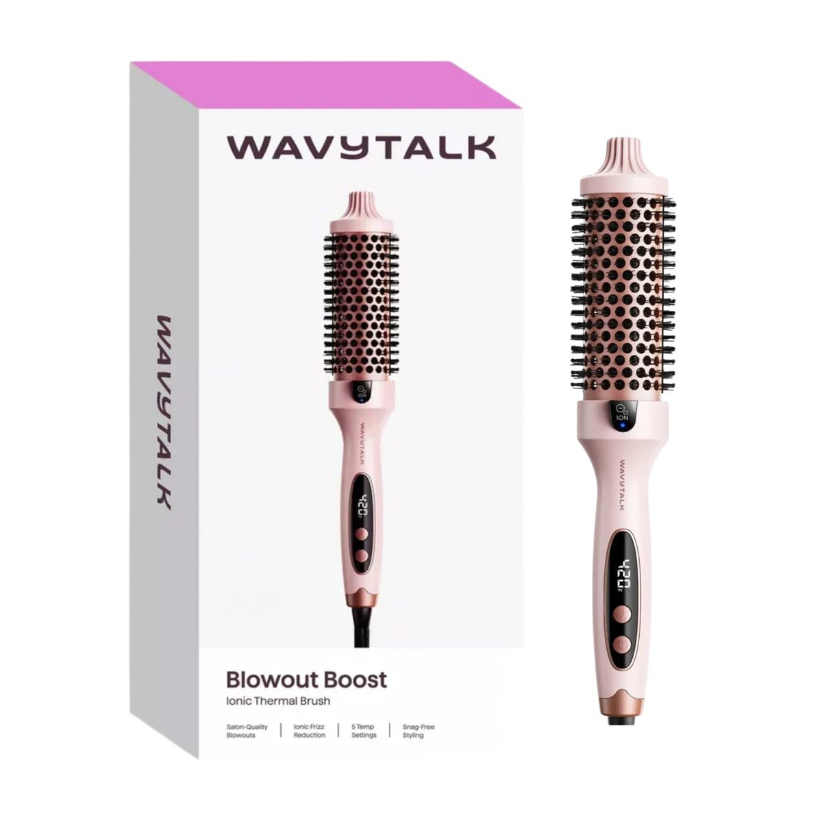 Wavytalk Blowout Ionic Thermal Brush 1.5 Inch Pink