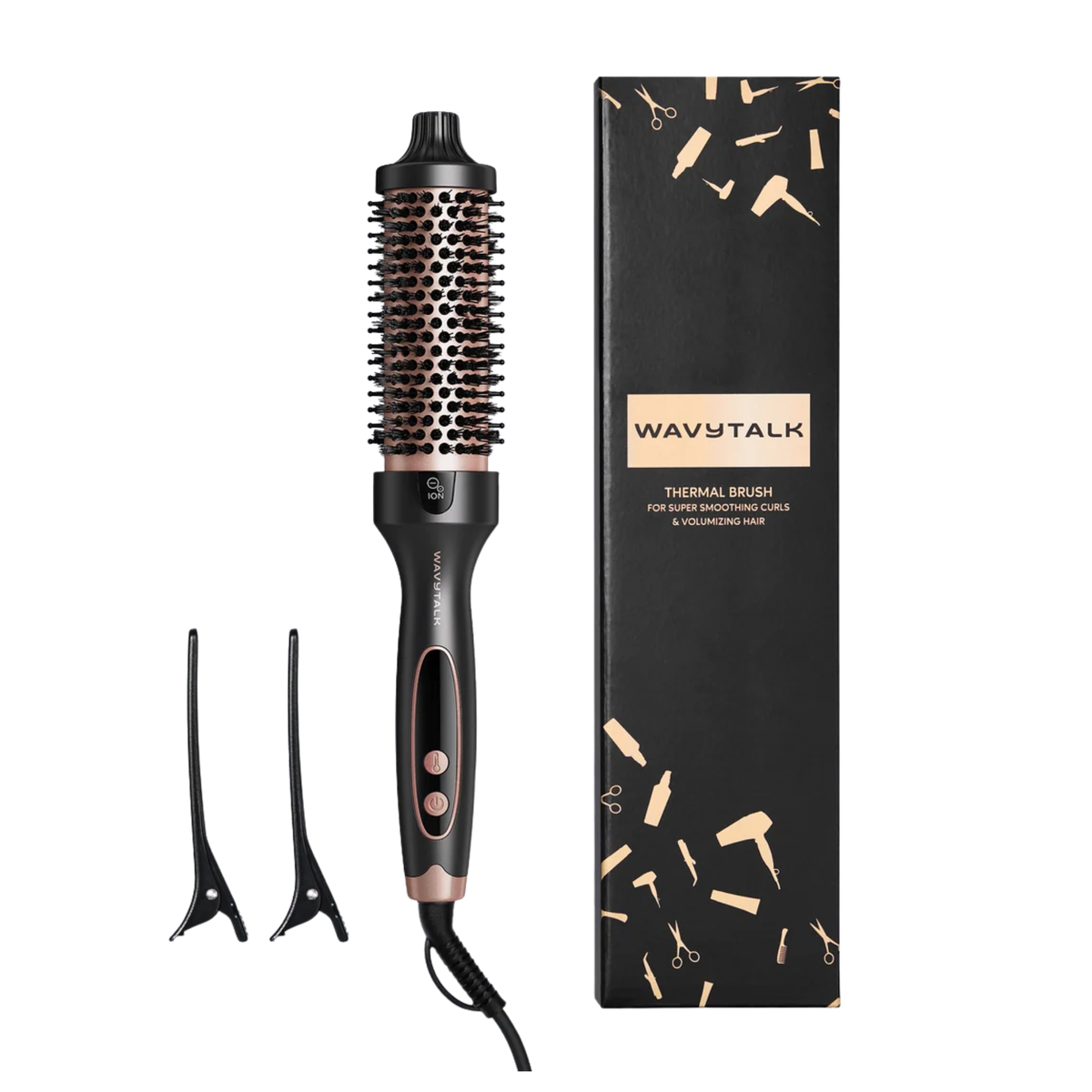 Wavytalk Heated Round Brush For Super Smoothing Curls & Volumizing Hair 196 Rose Gold