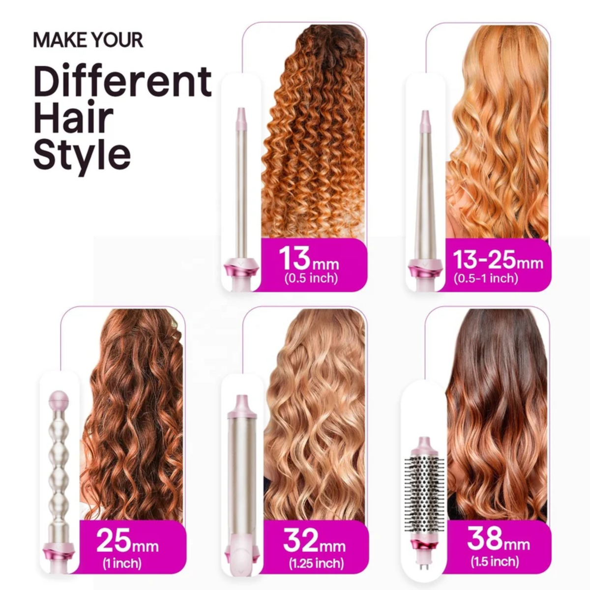 Wavytalk Heatwave Pro 5 in 1 Curling Wand Set