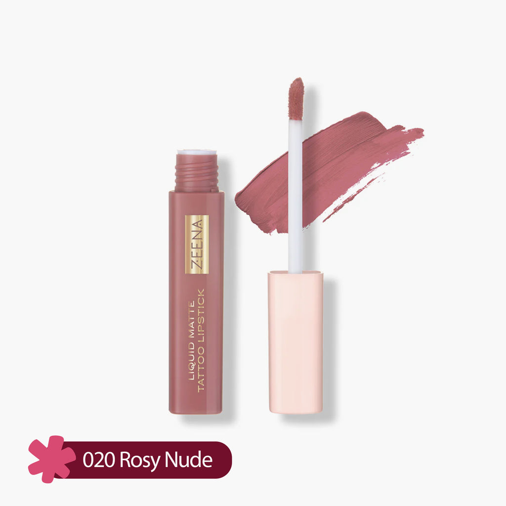 Zeena Liquid Matte Tattoo Lipstick 020 Rosy Nude 5ml