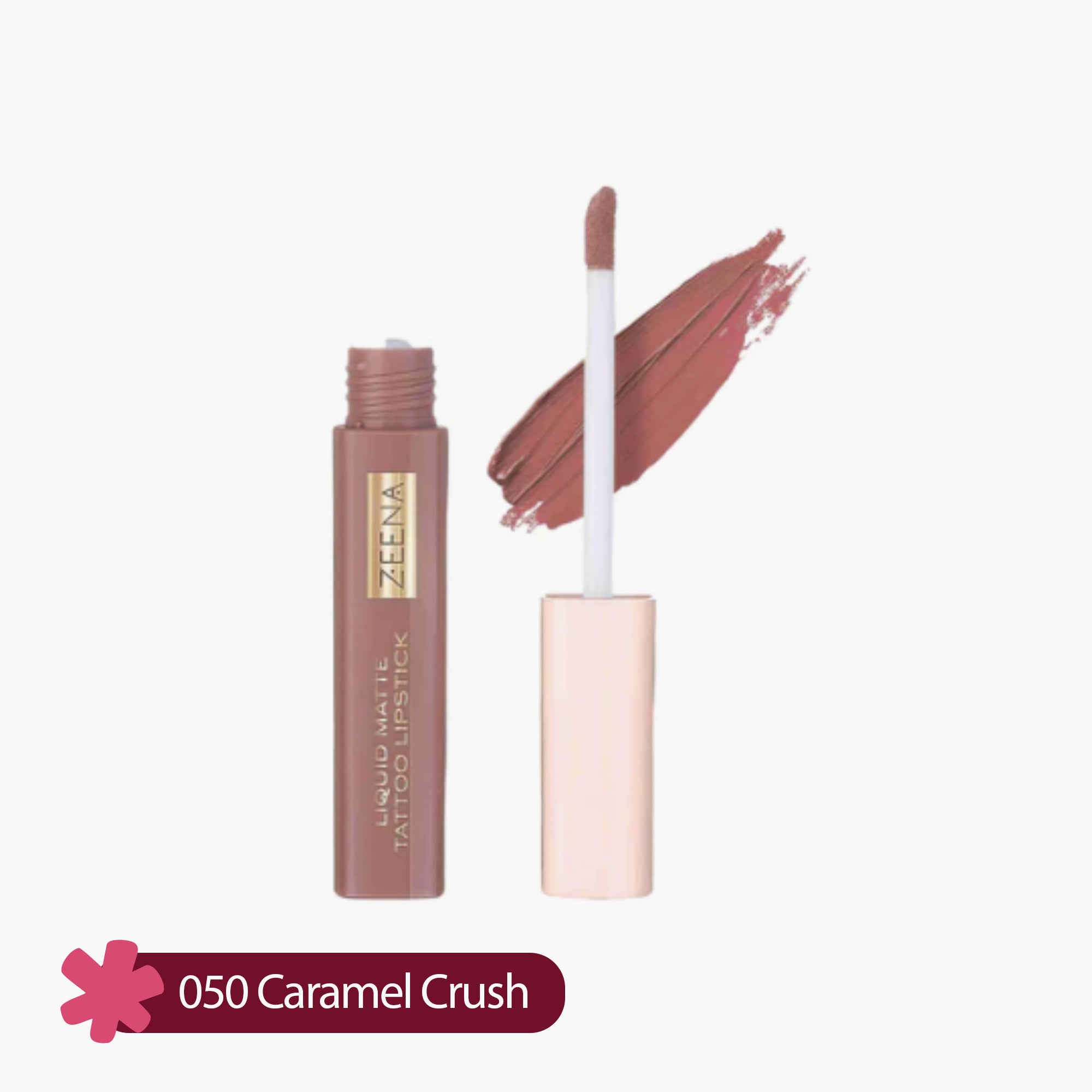 Zeena Liquid Matte Tattoo Lipstick 050 Caramel Crush 5ml
