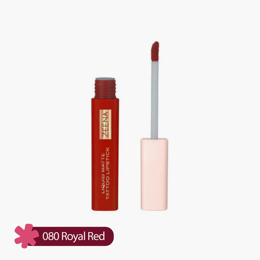Zeena Liquid Matte Tattoo Lipstick 080 Royal Red 5ml