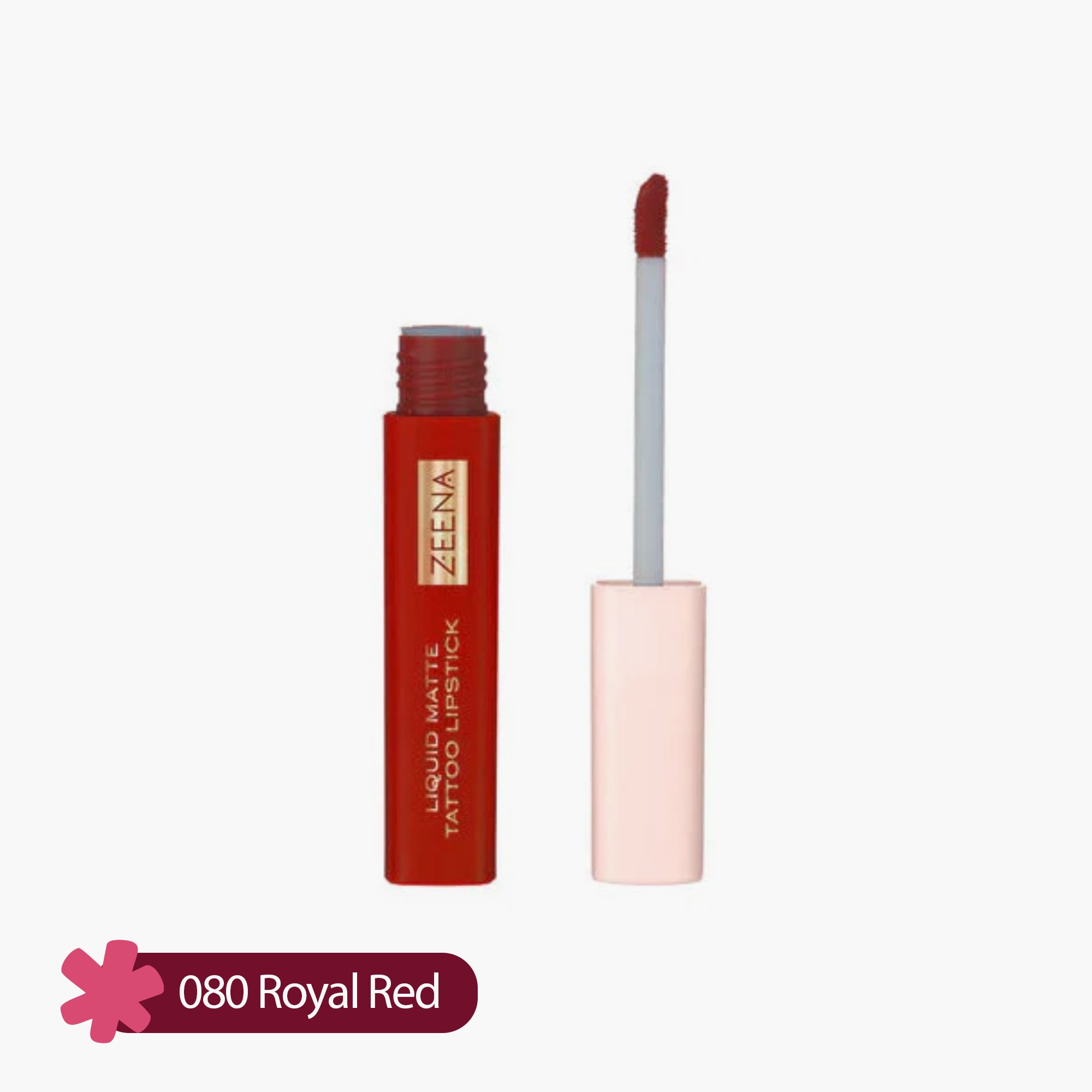 Zeena Liquid Matte Tattoo Lipstick 080 Royal Red 5ml