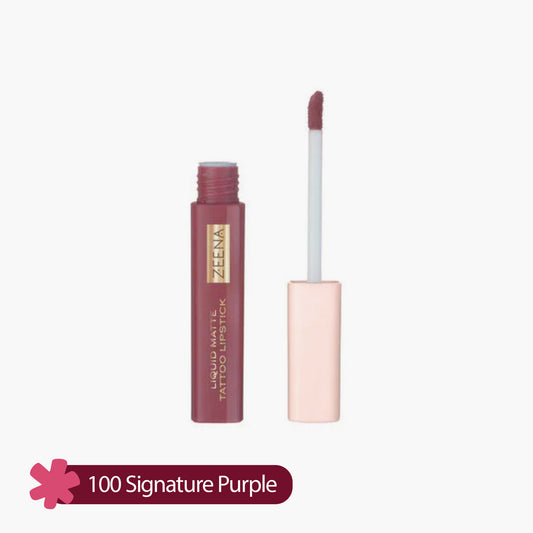 Zeena Liquid Matte Tattoo Lipstick 100 Signature Purple 5ml