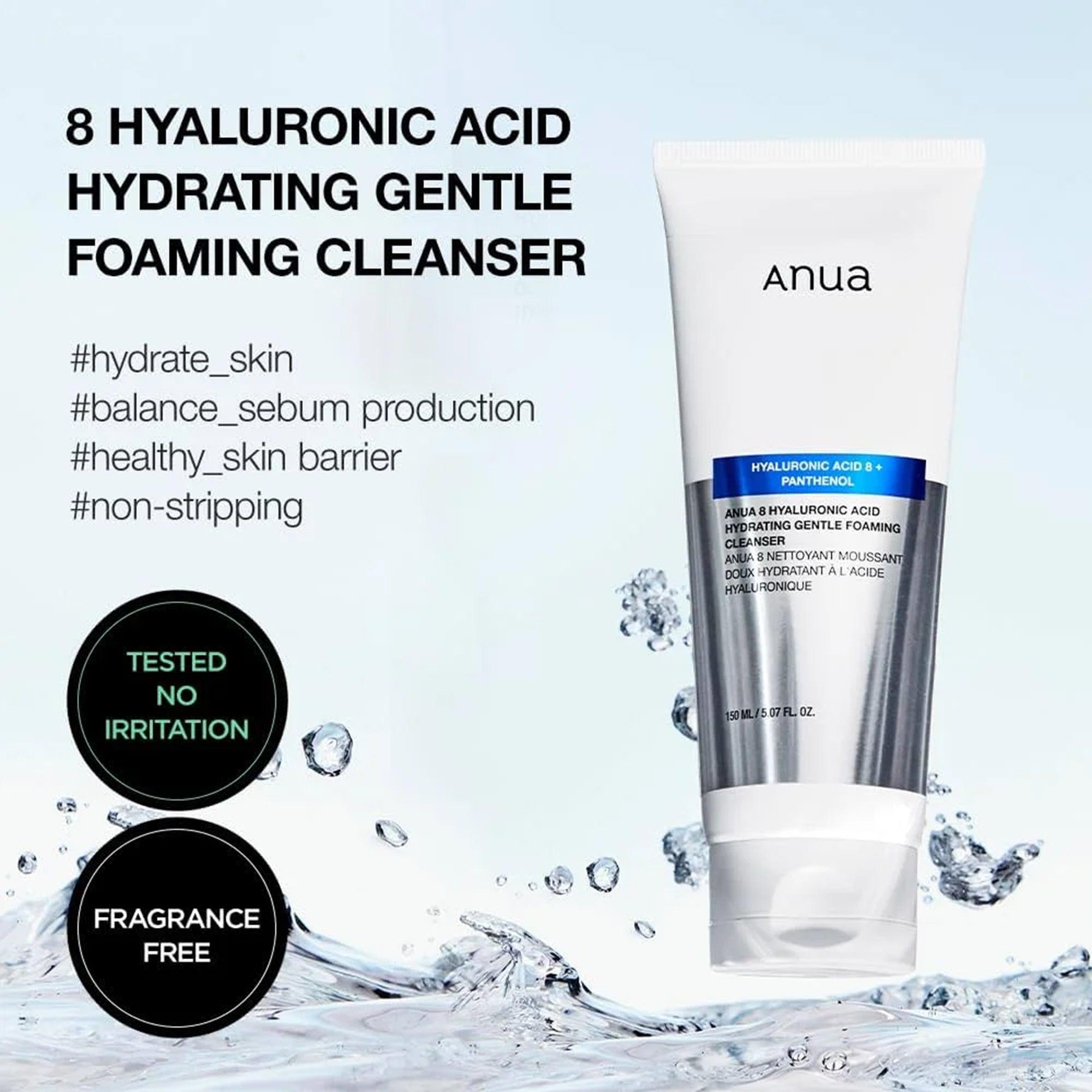 Anua 8 Hyaluronic Acid Hydrating Gentle Foaming Cleanser 150ml - TheSkinFit