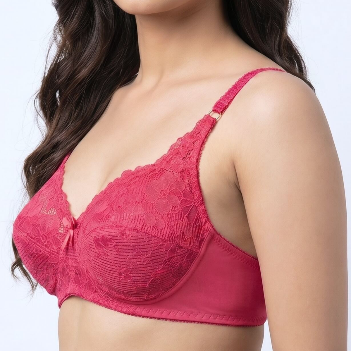 Bebelle LACENTIALS Luxe Lace Polyester Jersey Unpadded Non-Wired Bridal Bra