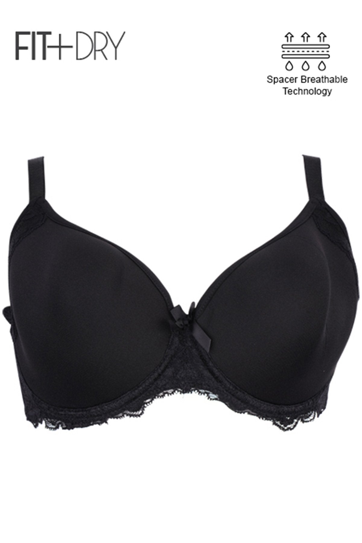 BLS Breathable Wired And Light Padded Bra Black 34D