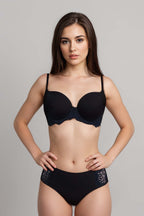 BLS Elfrida Wired And Push Up Lace Bra Set Black