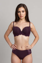 BLS Elfrida Wired And Push Up Lace Bra Set Burgundy