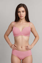 BLS Elfrida Wired And Push Up Lace Bra Set Pink