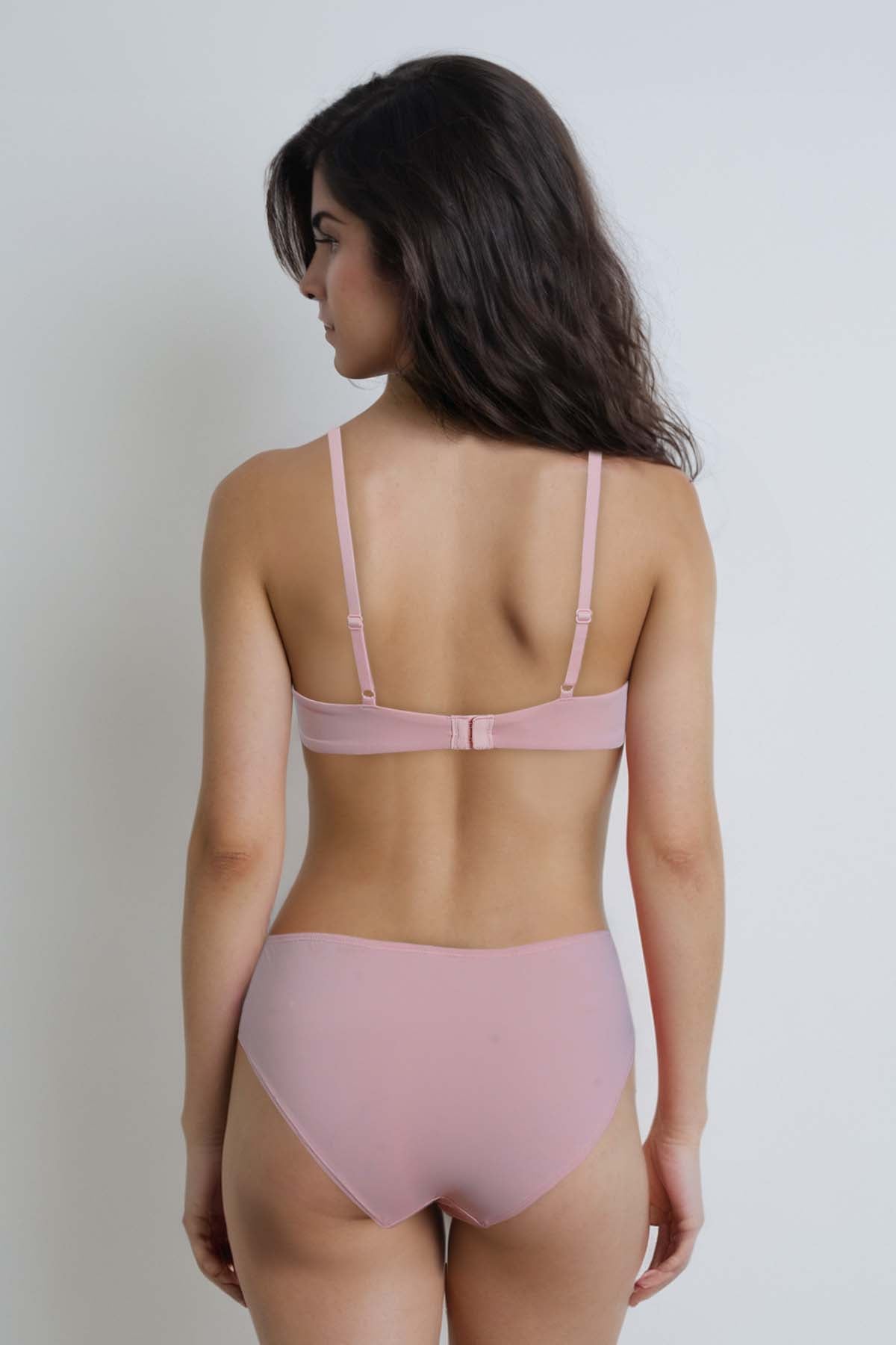 BLS Emma Wired And Padded Lace Bra Set Pink 32C