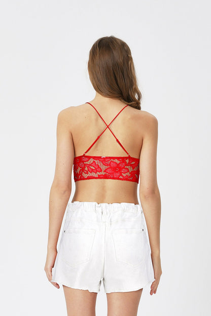 BLS Belle Non Padded Lace Bralette Red