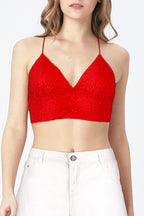 BLS Belle Non Padded Lace Bralette Red L