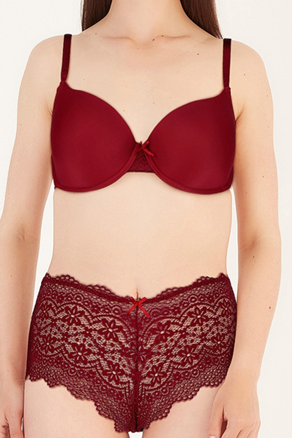BLS Fiona Wired And Padded Bra Set Burgundy 34D