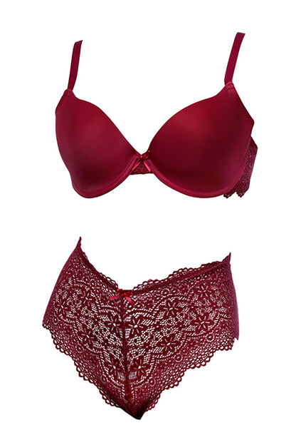 BLS Fiona Wired And Padded Bra Set Burgundy