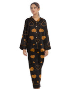 Sajiero Linen Pajama Suit with Scrunchie Royal Dusk