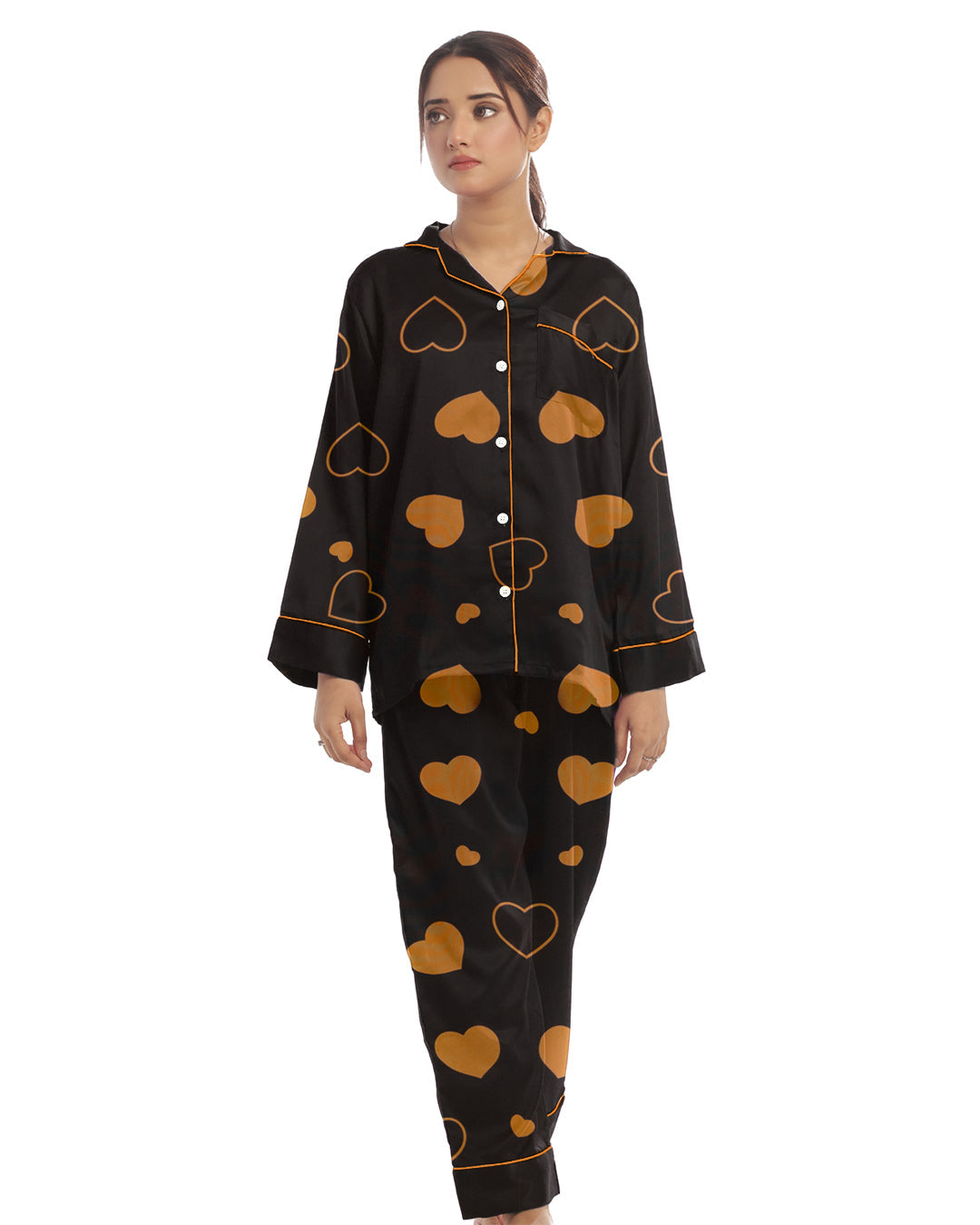 Sajiero Linen Pajama Suit with Scrunchie Royal Dusk