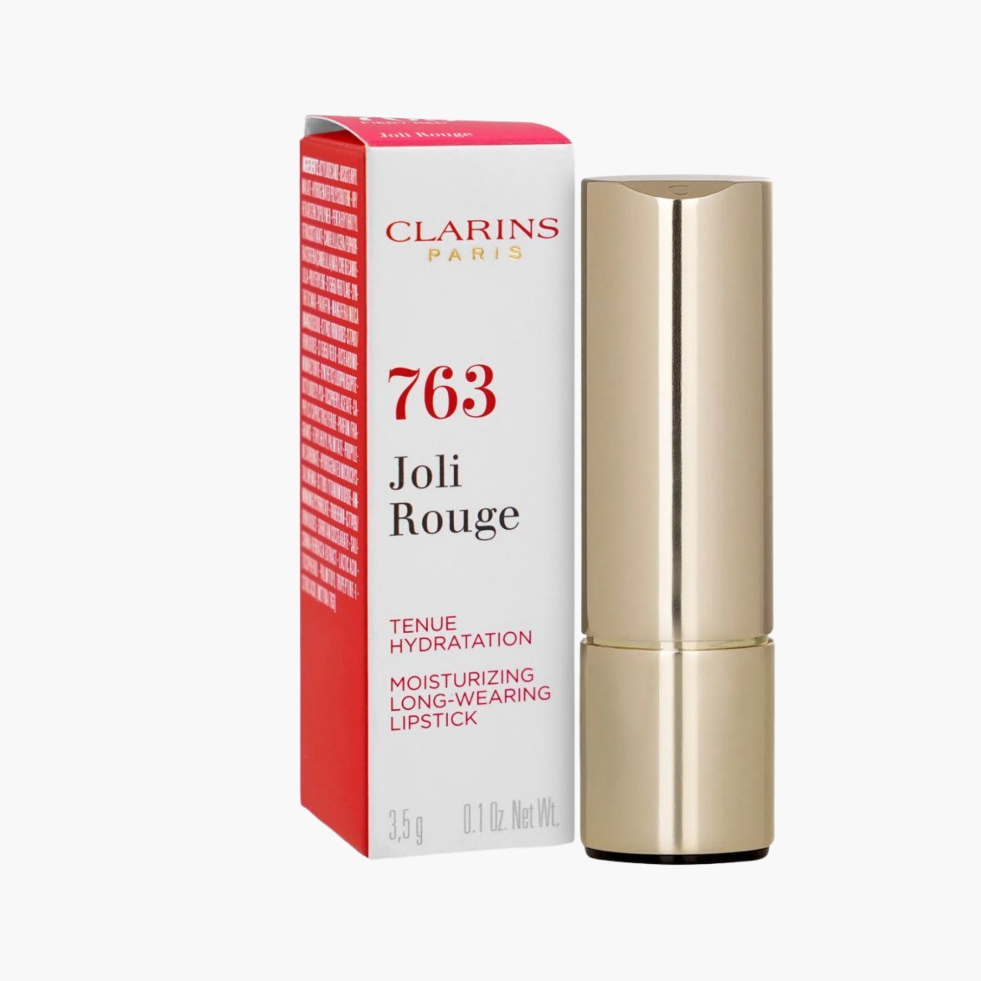 Clarins Joli Rouge Moisturizing Long-Wearing Lipstick 763 Fiery Red 3.5gm