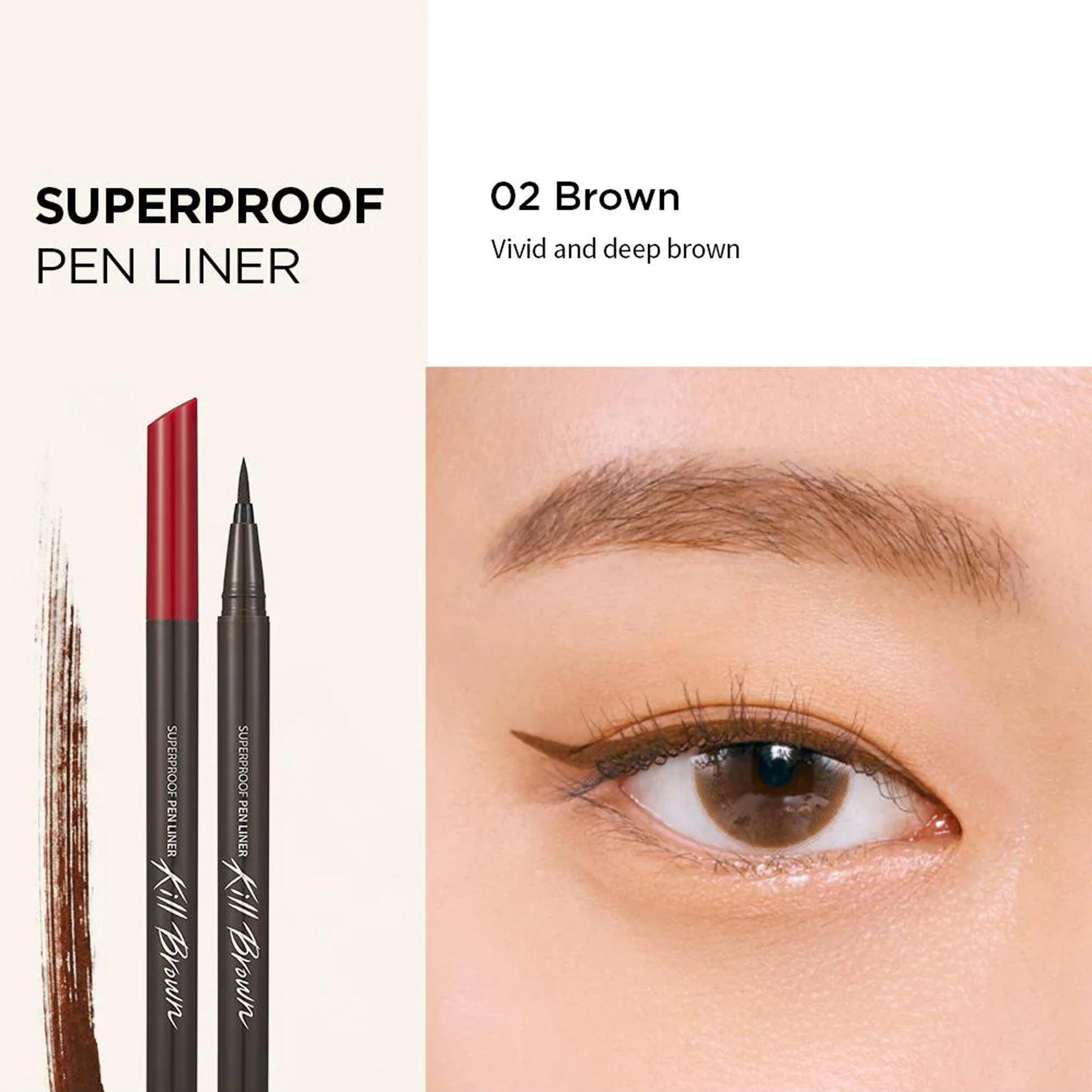 Clio Superproof Pen Liner Kill Brown 02 Brown 1 Piece - TheSkinFit