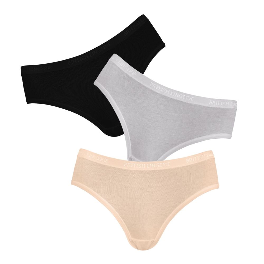 BLS Pamela Cotton Panty Skin, Grey, & Navy Blue Pack Of 3