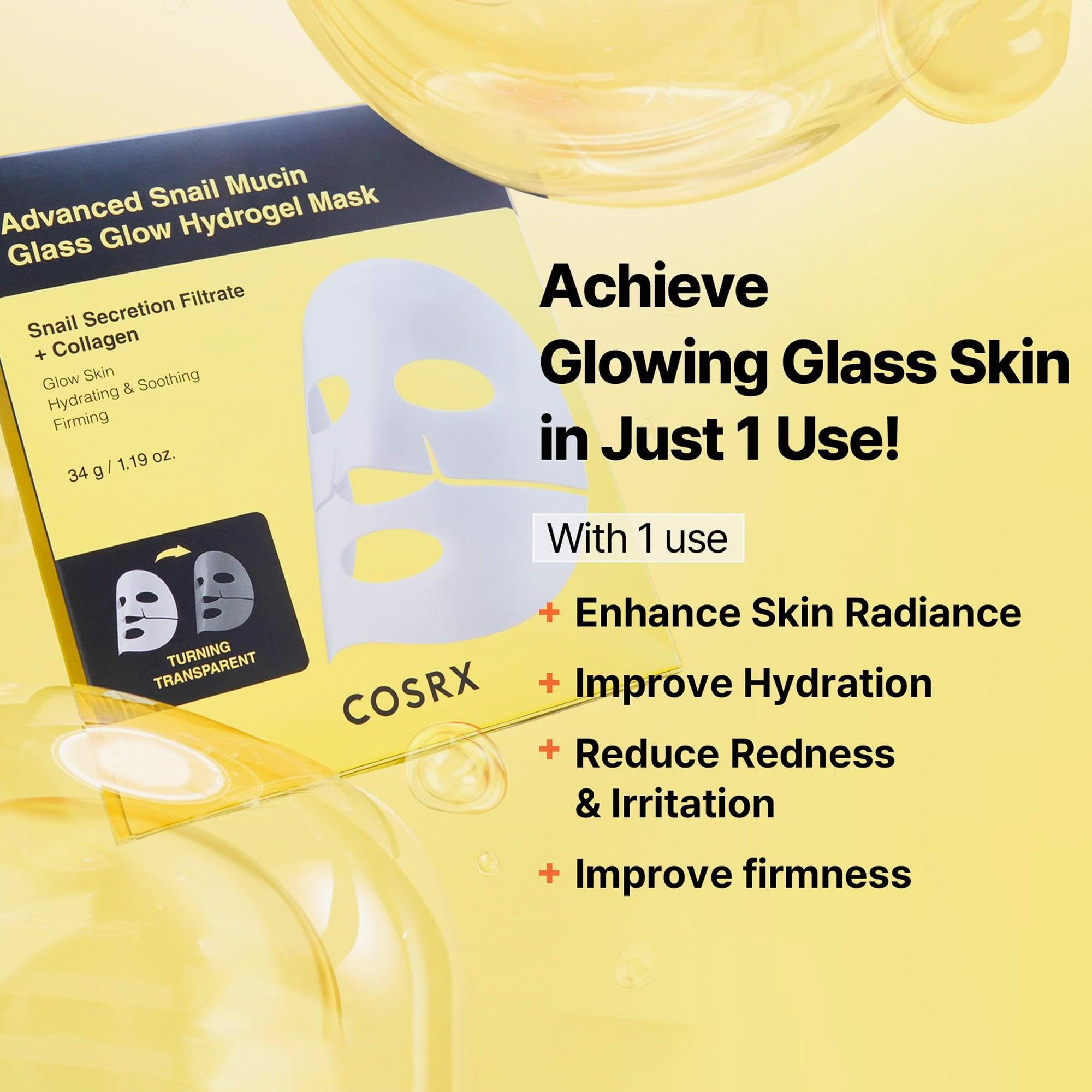 COSRX Advanced Snail Glass Glow Hydrogel Mask 1Piece - TheSkinFit