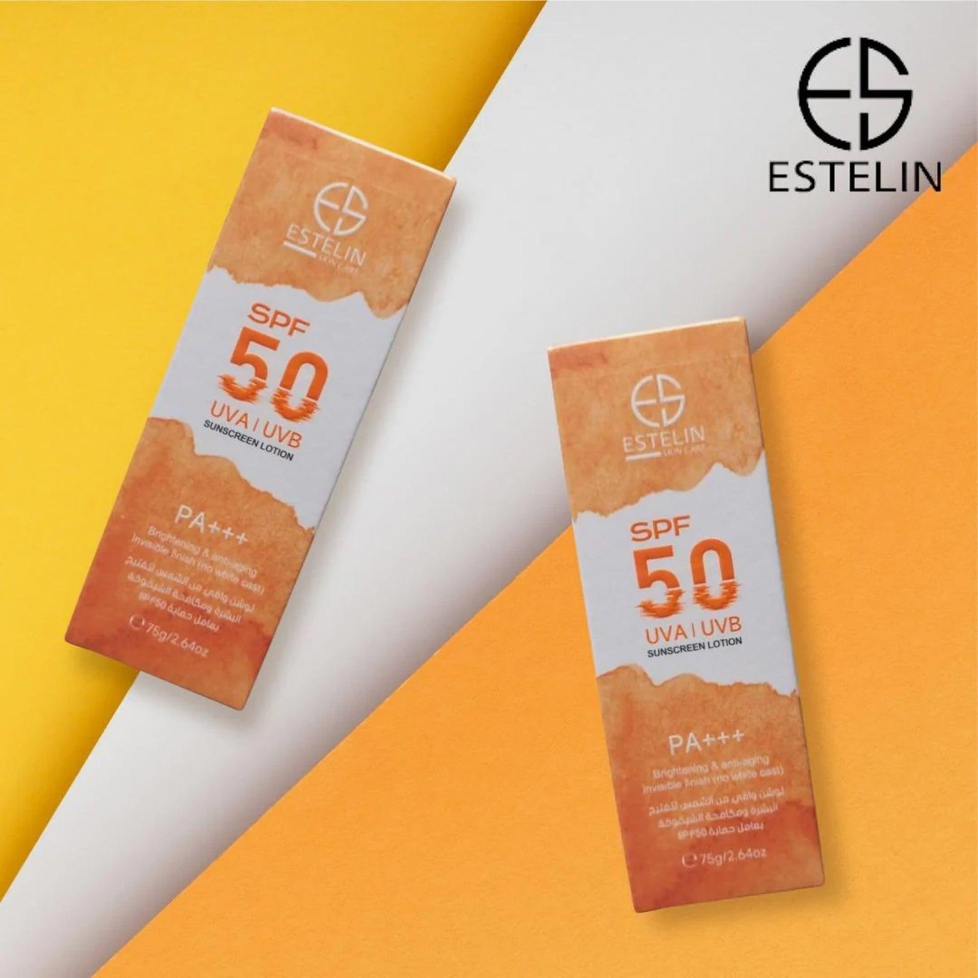 Estelin Brightening & Anti-Aging UVA UVB Sunscreen Lotion SPF50 PA+++ 75gm - TheSkinFit