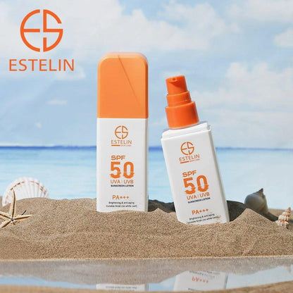 Estelin Brightening & Anti-Aging UVA UVB Sunscreen Lotion SPF50 PA+++ 75gm - TheSkinFit