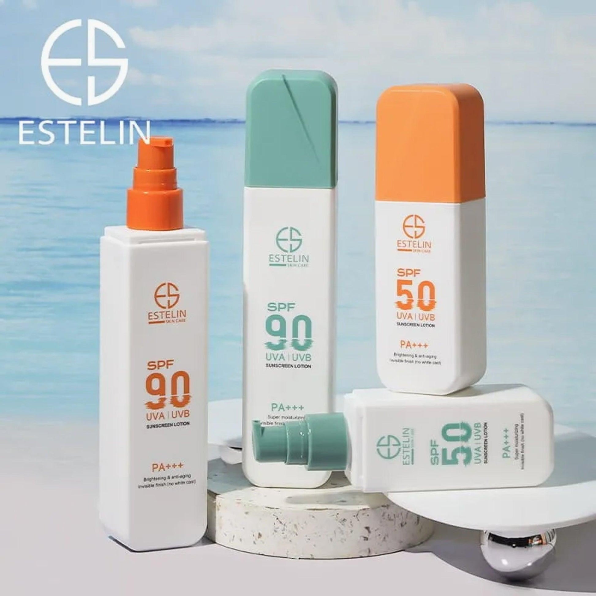 Estelin Brightening & Anti-Aging UVA UVB Sunscreen Lotion SPF50 PA+++ 75gm - TheSkinFit
