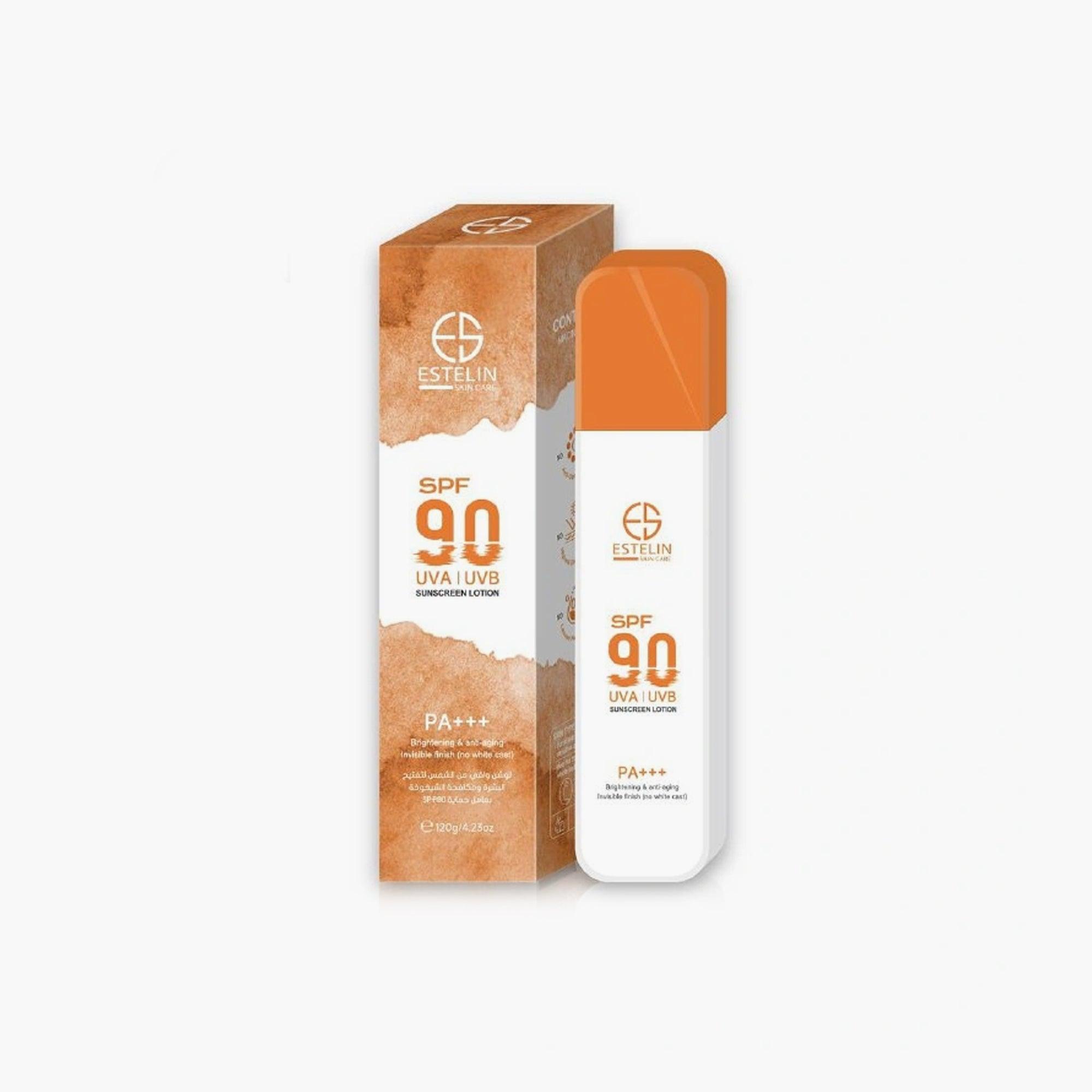 Estelin Brightening & Anti-Aging UVA UVB Sunscreen Lotion SPF90 PA+++ 120gm