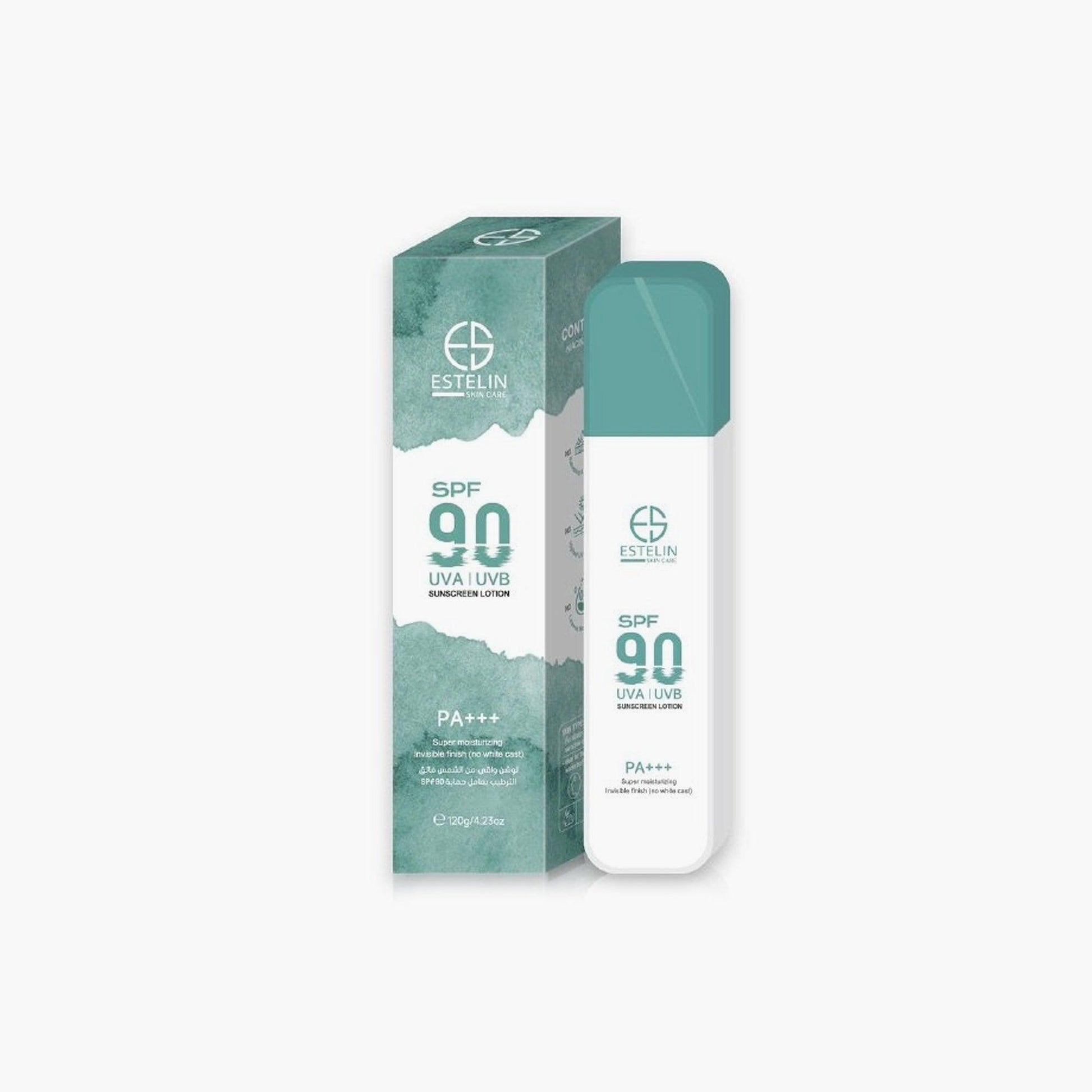 Estelin Super Moisturizing UVA UVB Sunscreen Lotion SPF 90 PA+++ 120gm - TheSkinFit