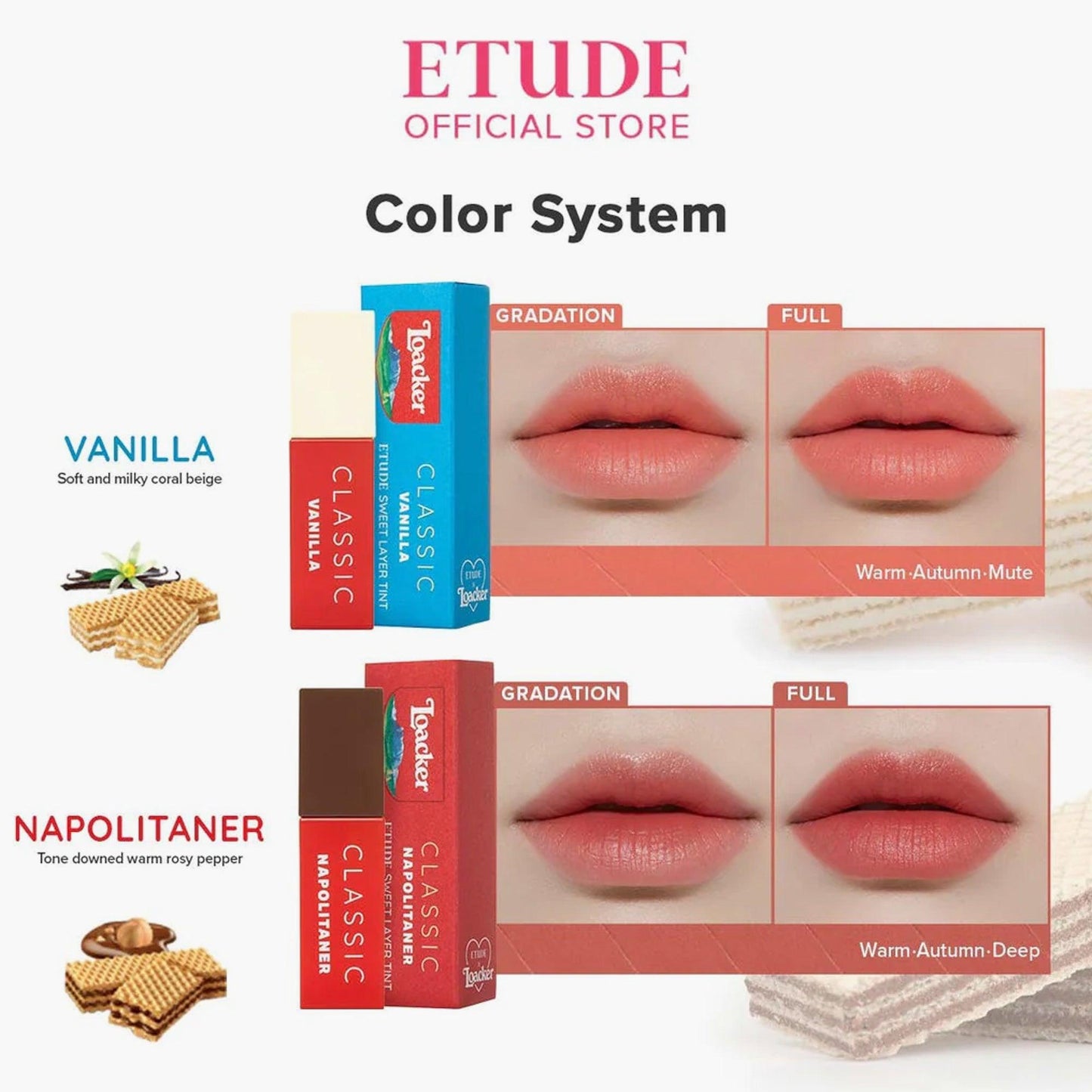 Etude House X Loacker Collection Sweet Layer Tint 01 Vanilla 1 Piece - TheSkinFit