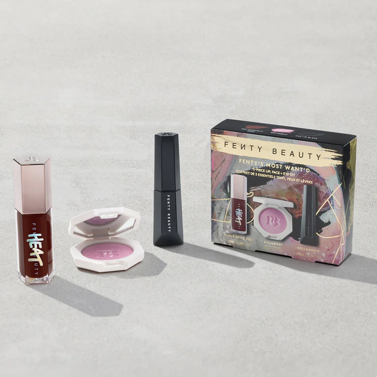 Fenty Beauty Fenty's Most Wanted 3 Piece Lip Face + Eye Kit Set