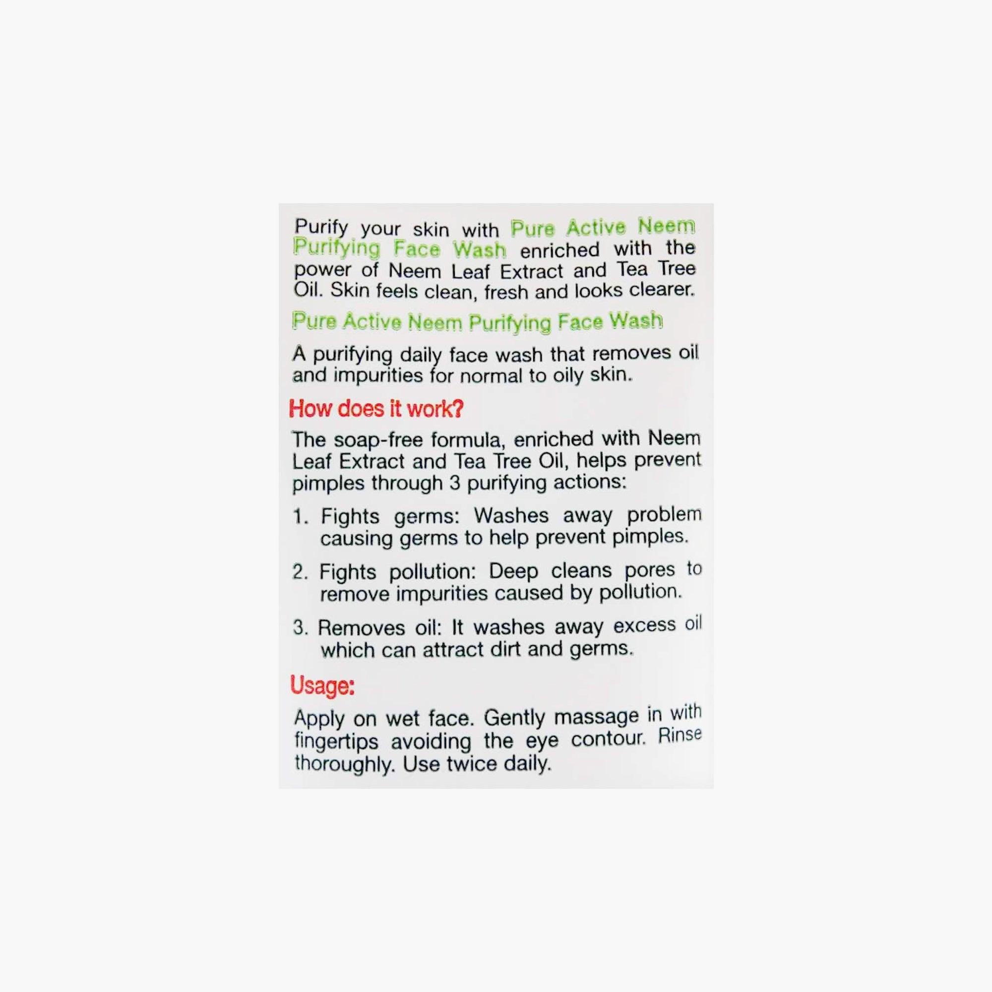 Garnier SkinActive Pure Active Neem Purifying Face Wash 50ml - TheSkinFit