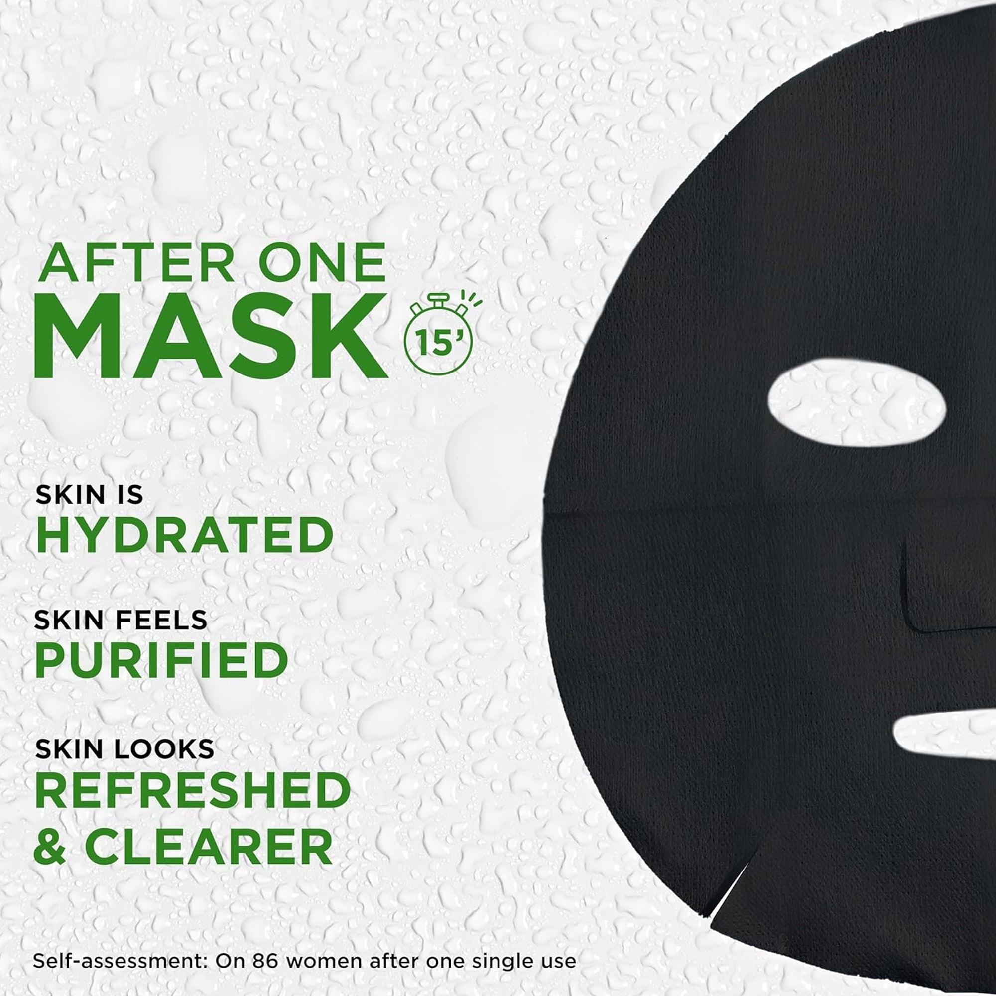 Garnier SkinActive Pure Charcoal Black Sheet Mask Mattifying + Hydrating Oily Skin - TheSkinFit