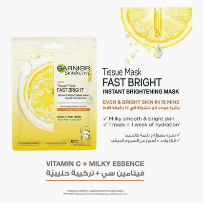 Garnier SkinActive Tissue Mask Fast Bright Instant Brightening Mask 1 Piece