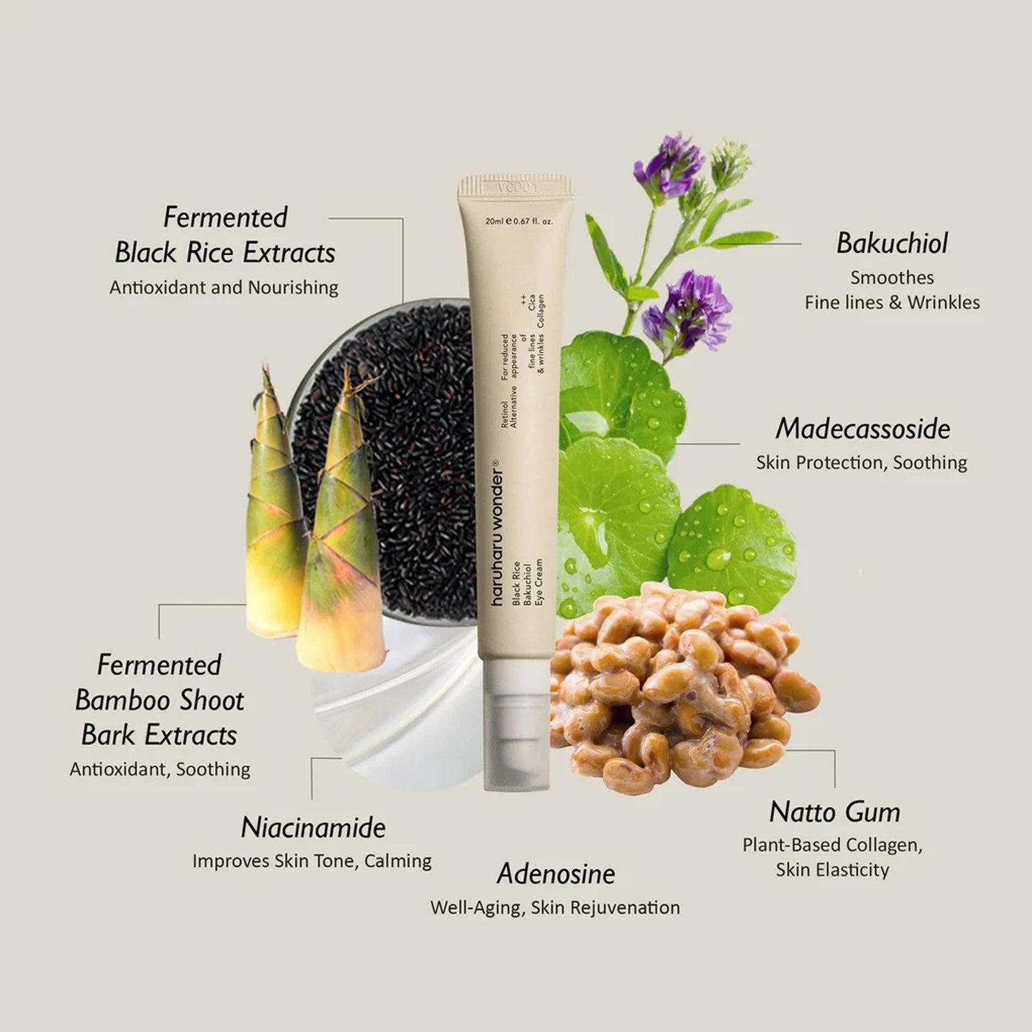 Haruharu Wonder Black Rice Bakuchiol Eye Cream 20ml - TheSkinFit