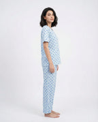 Sajiero Cotton PJ Set Heart Bliss Blue