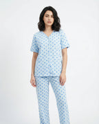 Sajiero Cotton PJ Set Heart Bliss Blue