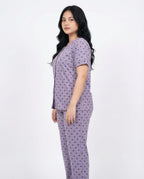 Sajiero Cotton PJ Set Heart Bliss Purple