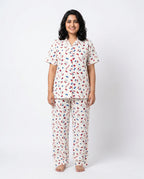 Sajiero Summer Crinkled Pajama Suit Kitty Charm