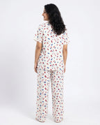 Sajiero Summer Crinkled Pajama Suit Kitty Charm