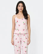 Sajiero Cotton Sleeveless PJ Set Cherry Bliss Pink