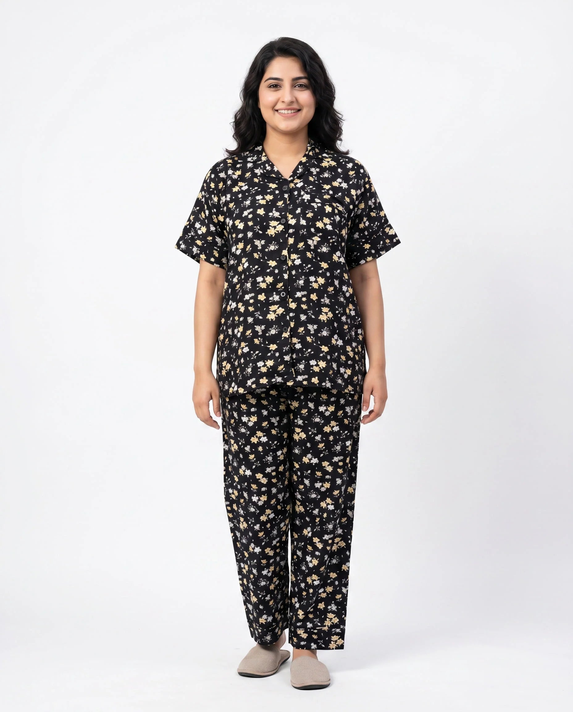 Sajiero Linen Pajama Suit Daisy Dream